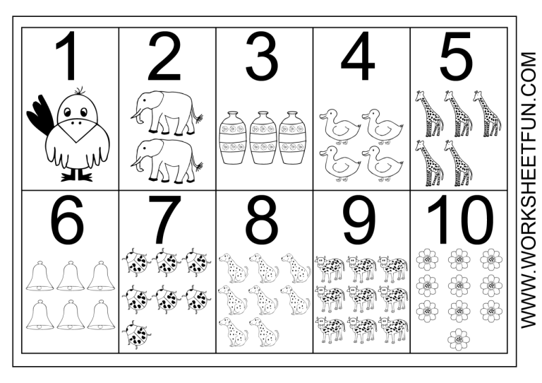 Printable Preschool Number Recognition Worksheets 1-10