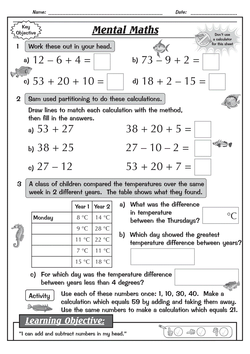 Homework Sheets For 4th Graders