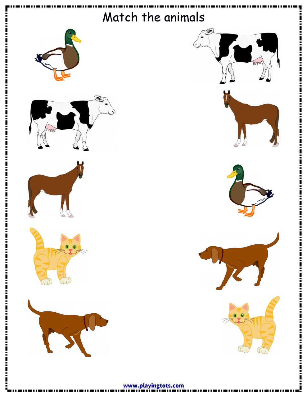 Animal Matching Worksheets Preschool