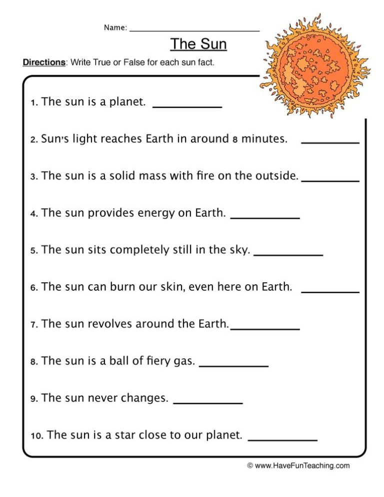Solar System Grade 5 Worksheets Science