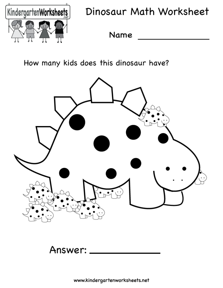 Printable Dinosaur Kindergarten Worksheets