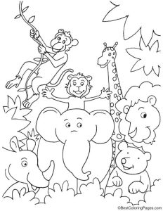 Fun in jungle coloring page Zoo animal coloring pages, Jungle