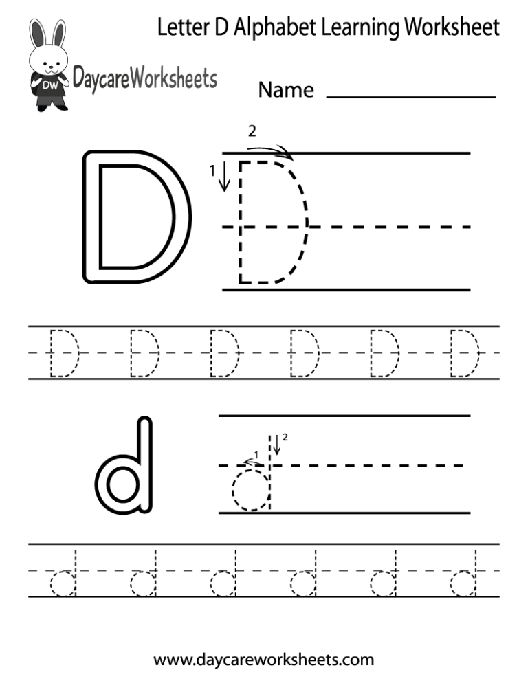 Preschool Letter D Tracing Worksheets