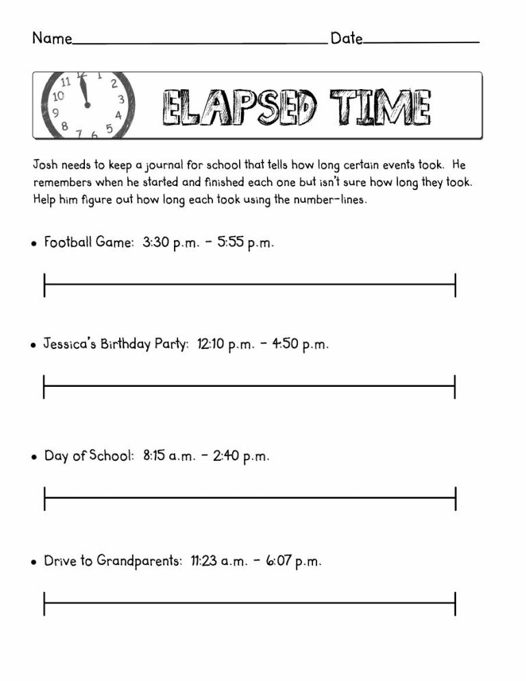 Elapsed Time Worksheets Grade 3 Word Problems