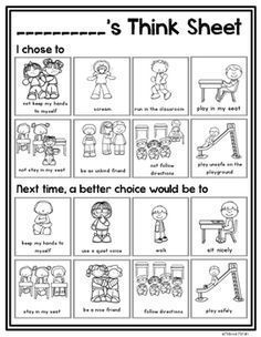 Behavior Reflection Sheets For Elementary Students