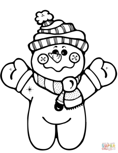 Happy Snowman coloring page Free Printable Coloring Pages