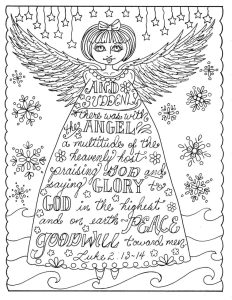 Christmas Angel Christian Coloring Page Adult Coloring Books Etsy