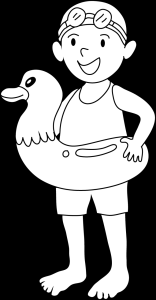 Coloring Page of Kid Going Swimming Free Clip Art