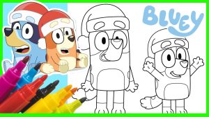 Bluey & Bingo 🎄SANTA HATS Christmas Coloring Page Learning To Color