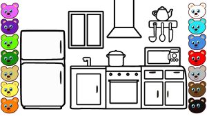 Kitchen Room Coloring Page for Toddlers YouTube