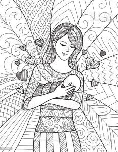 Mom Holding Baby For Adult Coloring Pages Stock Vector Art & More