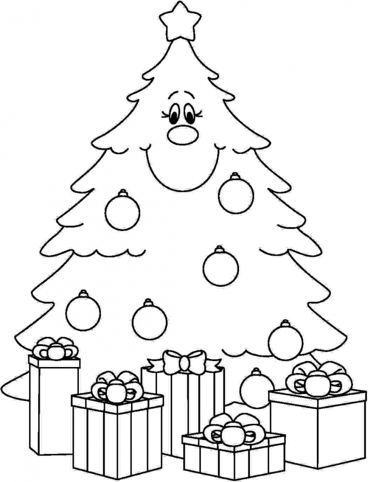 Cartoon Christmas Tree Coloring Page