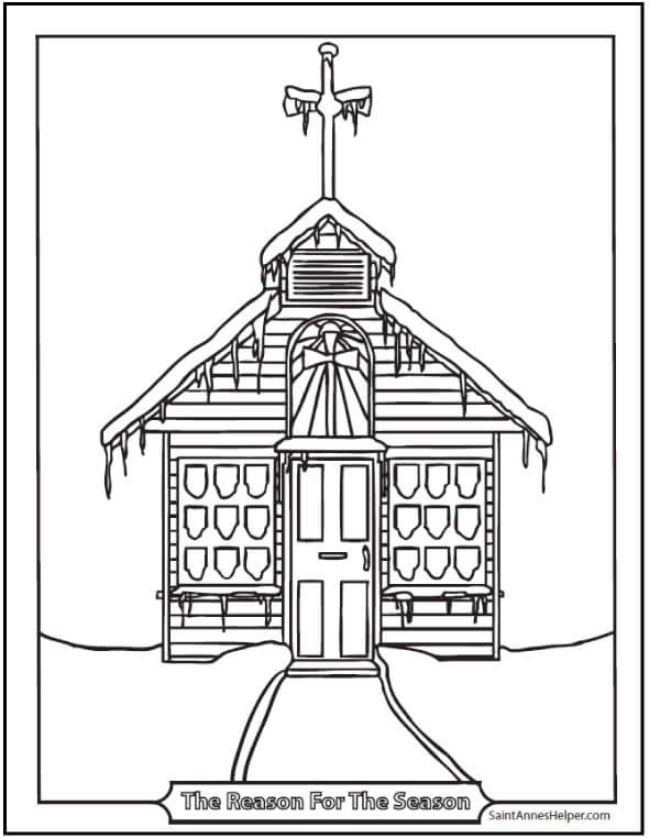 Christmas Church Coloring Pages