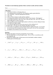 Worksheet to teach balancing equations Redox reactions in acidic