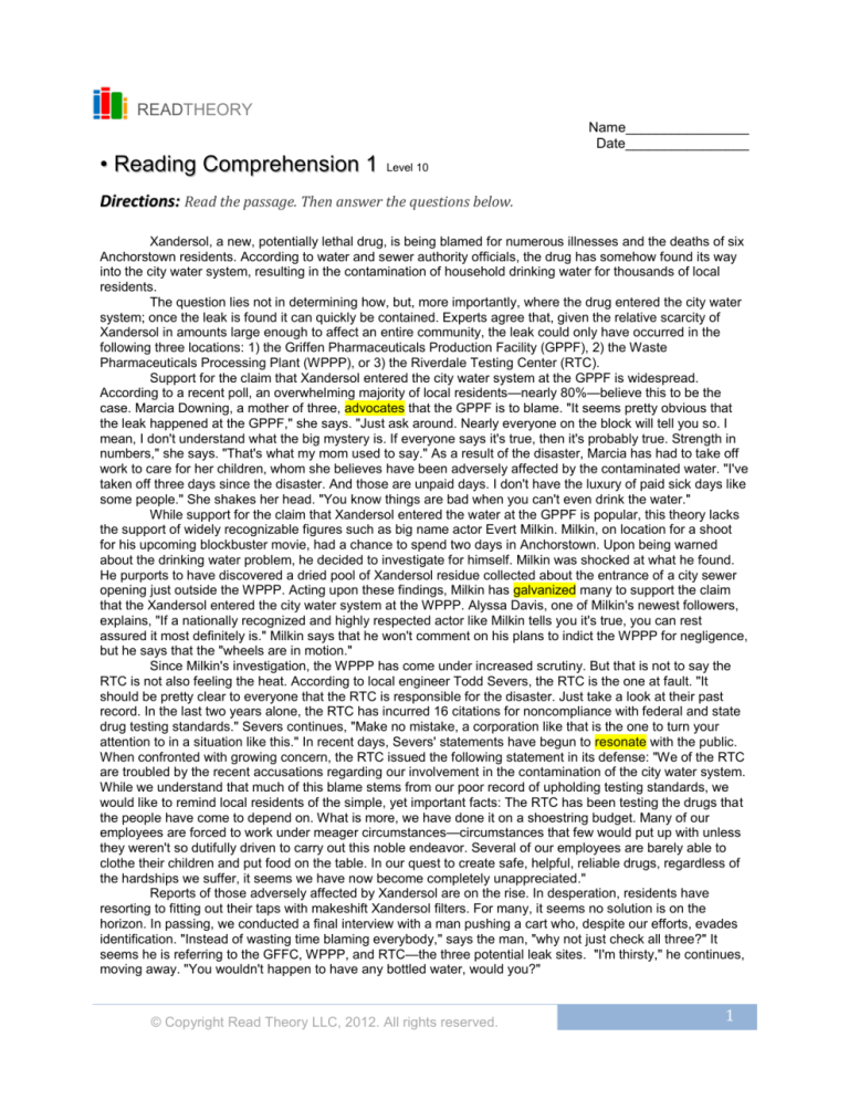 Read Theory Comprehension Worksheets