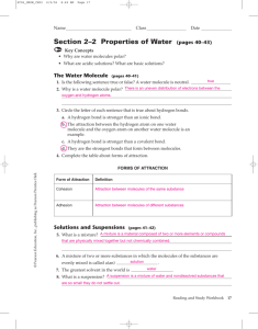 Biology 2.2 Properties Of Water Worksheet Answers GustavoGargiulo