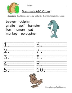 Mammals Alphabetical Order Worksheet Have Fun Teaching Alphabetical