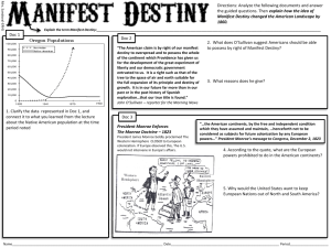 Manifest Destiny Worksheets and Map