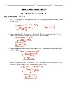 Gas Laws Worksheet Answer Key Gases Litre