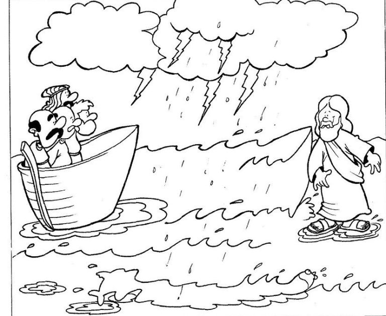 Jesus Walks On The Water Coloring Page