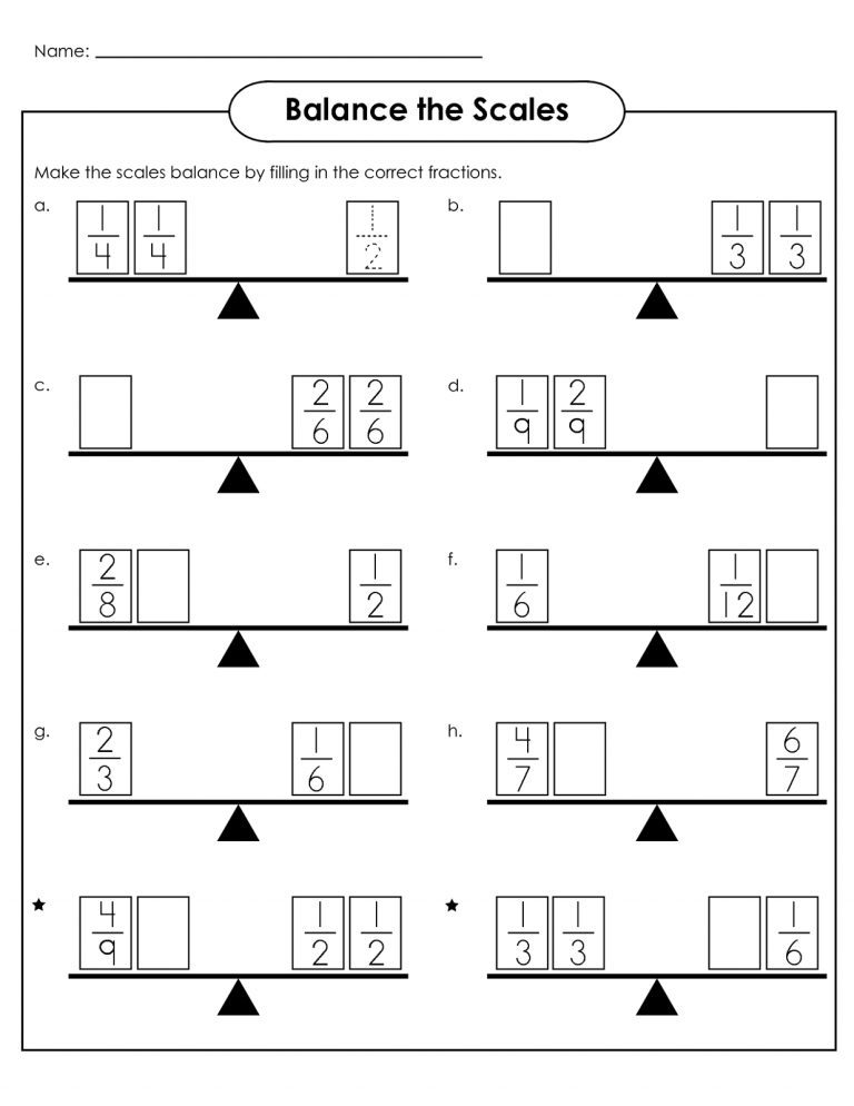 Solving One Step Equations With Balance Scale Worksheet