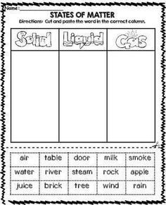 Printable Matter Worksheet Grade 1
