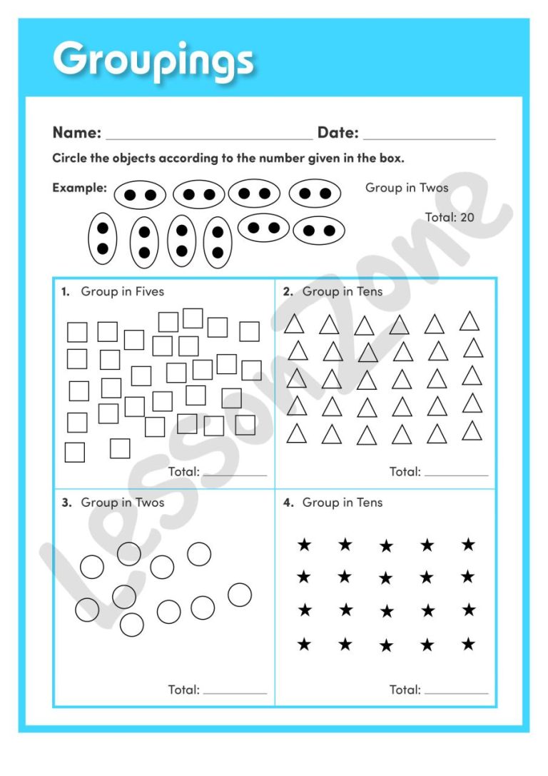 Multiplication Grouping Worksheets