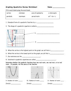 Quadratic Functions Worksheet with Answers Review solving Quadratics by