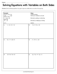 Solving Equations And Inequalities Worksheet Answers Algebra Nation