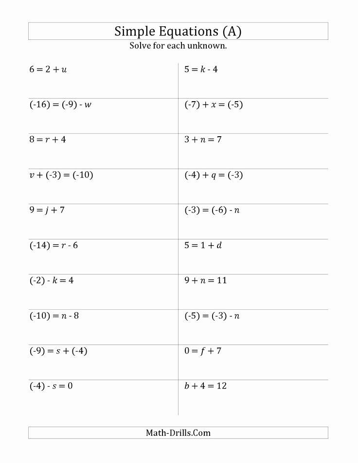 Linear Equations Solve For Y Worksheet