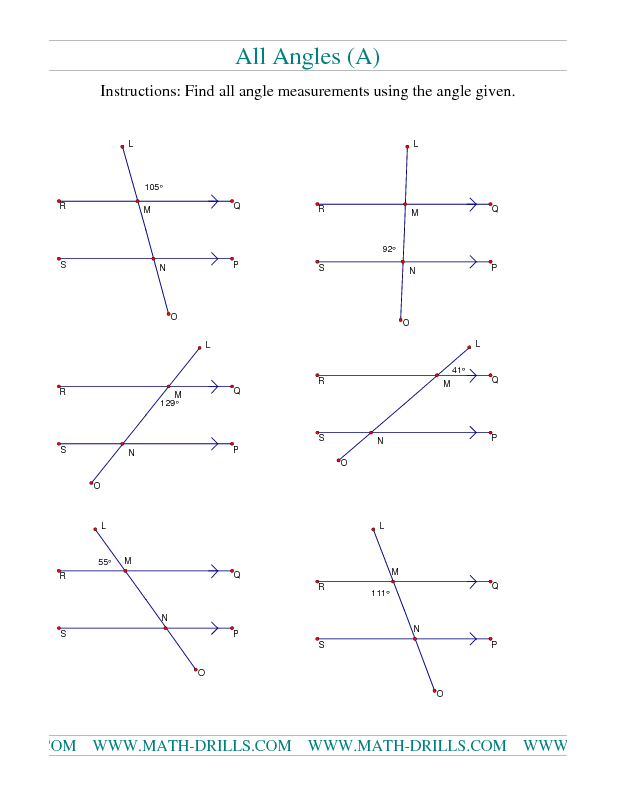 Geometry Section 1.5 Angle Pair Relationships Practice Worksheet