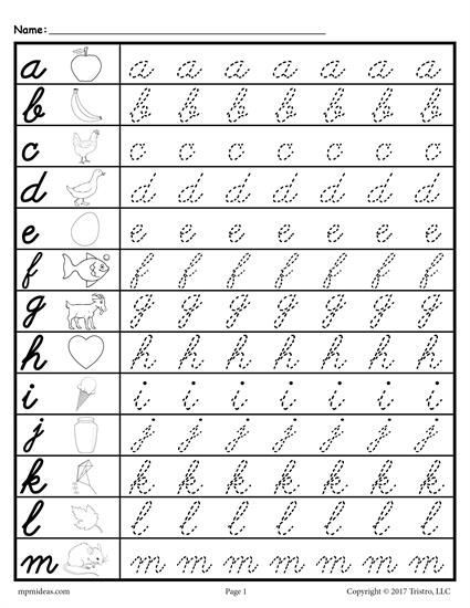 Cursive Writing Alphabet Writing Practice Worksheets Pdf