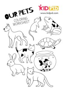 Pets Coloring Printable Worksheets for Kids Kidpid
