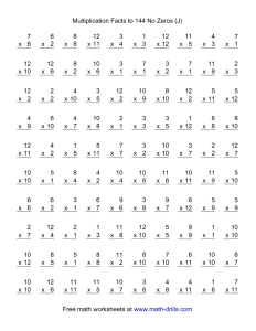 Multiplication Facts 1 12 Printable Times Tables Worksheets