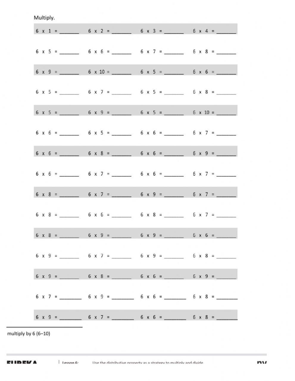 Multiplication Sprint Worksheet
