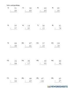Multiply 2 digits by 2 digit part 3 worksheet