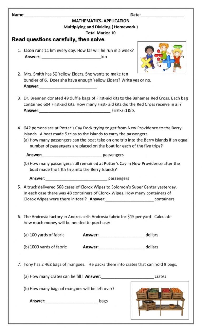 Multiplication And Division Word Problems Worksheets