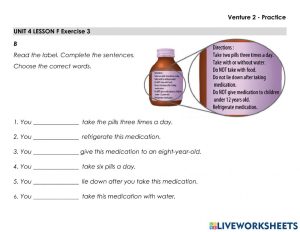 Read the Medicine Label interactive worksheet