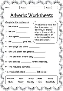 Adverbs interactive worksheet for 4 TO 6