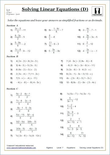 9th Grade Grade 9 Math Worksheets Algebra