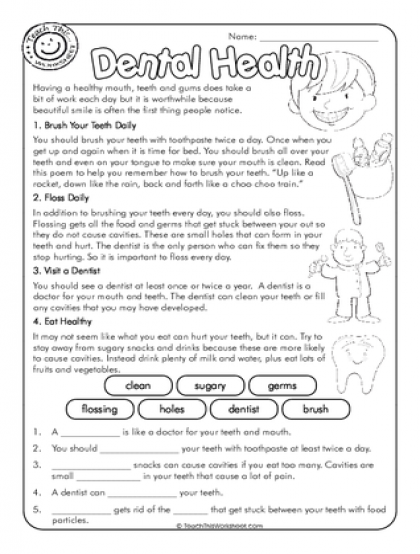 Free Printable Health Worksheets For Elementary Students