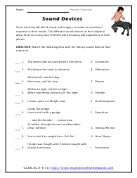 Poetic Devices Worksheet 3 Answers