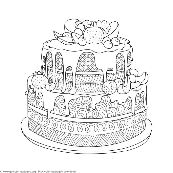 Kawaii Cake Coloring Page