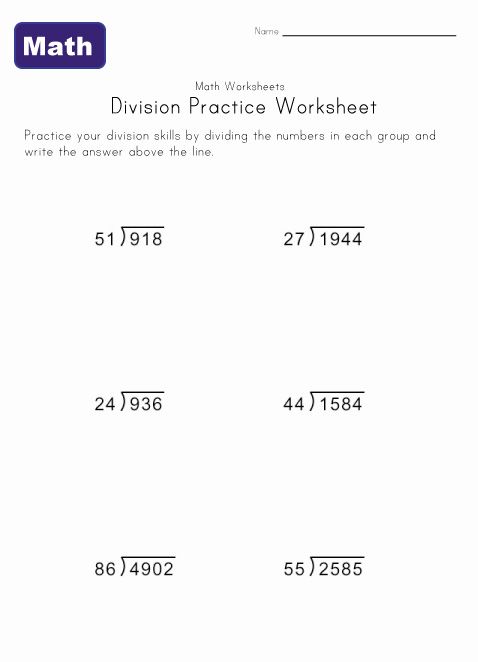 Long Division Math Grade 4 Worksheets