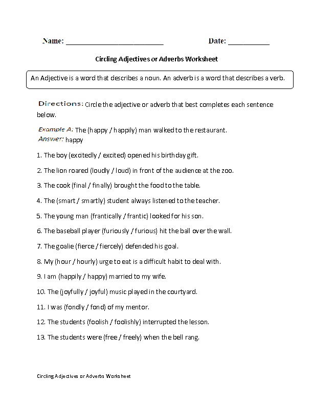Kinds Of Adjectives Worksheets For Grade 5 With Answers Pdf