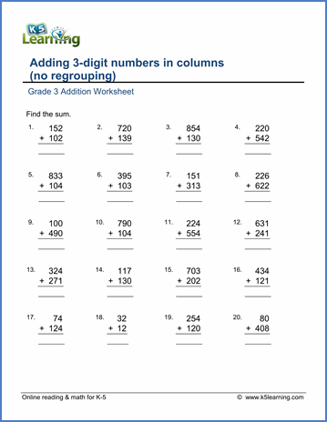 Addition Year 3 Maths Worksheets
