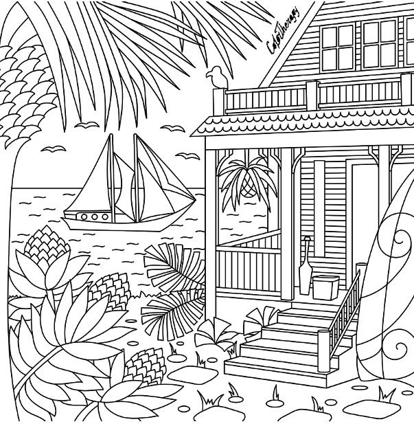 Realistic Beach Coloring Pages