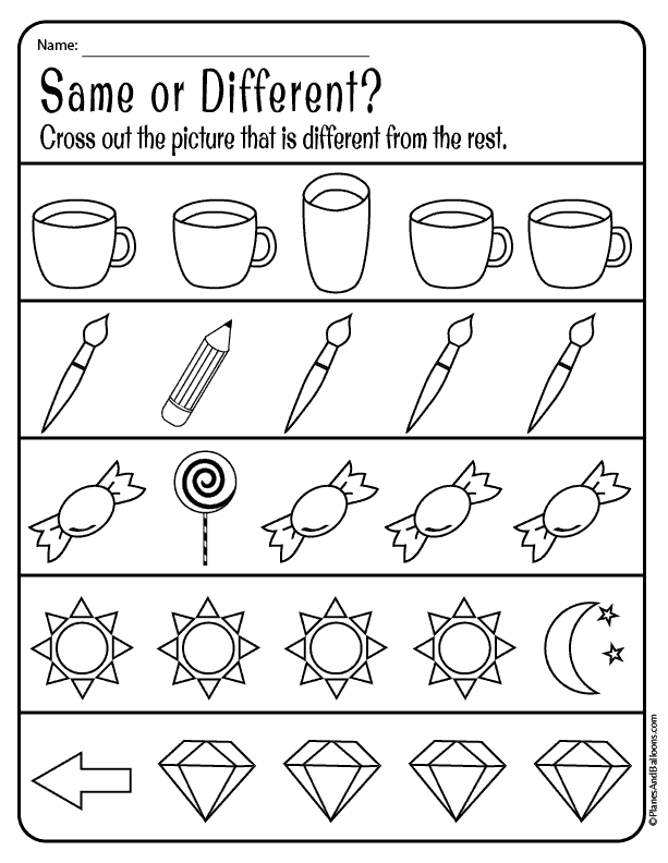 Same And Different Printable Worksheets For Preschool