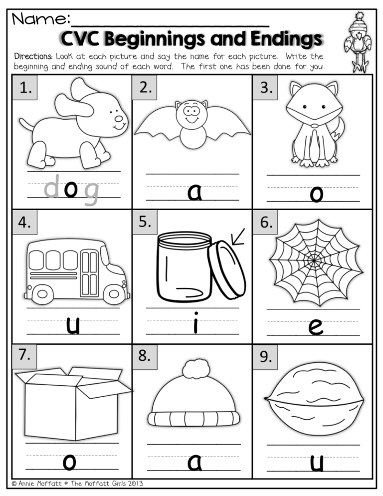 Beginning And Ending Sounds Worksheets Free