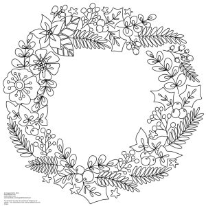 Winter/Christmas Wreath Colouring Pages Flower coloring pages